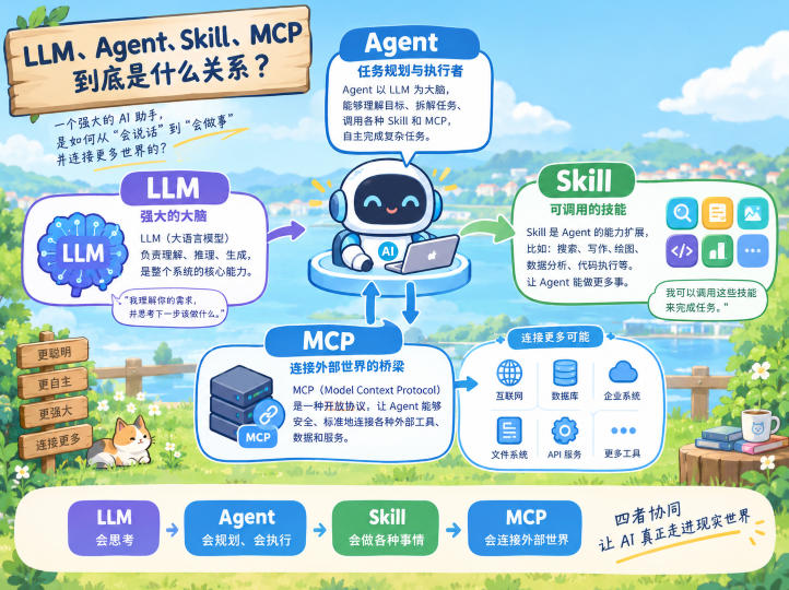 LLM-Agent-Skill-MCP四者关系一次讲清楚